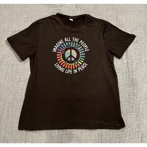 “Imagine all the people living in peace” women’s black T-shirt
Large